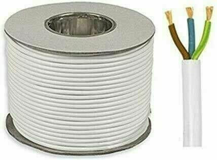 White 3 Core Flex 3183Y 0.5mm 0.75mm 1.0mm 1.5mm 2.5mm Mains Wire Cable Electric (25, 0.75mm (6AMP))