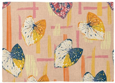 Tischset aus Leinen – Monstera lebendige Farben, Motiv Blatt moderne Grafik – großes Format 40 x 28,5 cm