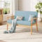Dripex 2 Sitzer Sofa, Kleine Sofa mit Holzrahmen, Loungesofa 2er Couch, Modern und Skandinavisch, Doppelsofa aus Teddysamt, für Wohnzimmer Schlafzimmer Büro, 107x60x77cm, Hellblau