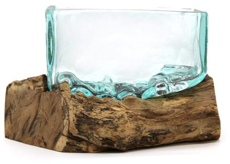 Molten Glass Tank on Wood with Stand Medium Bowl Adorable Home Decoration