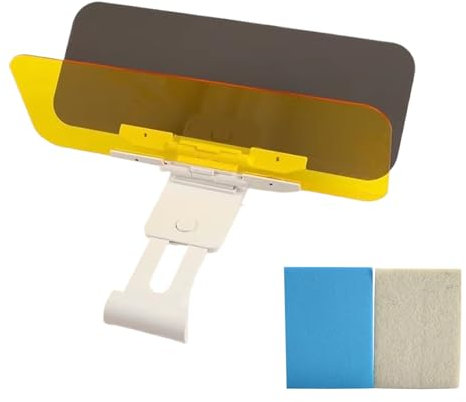 DOOCECIY Universal Car Sun Visor with Polarized Glare Protection, Day and Night Anti Glare Car Visor Extender with Mirror Wipe