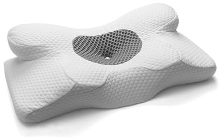 Yokqexz Premium Konturkissen Zur Schmerzlinderung – 3D-Balance-Unterstützung Mit Belüftetem Stoff, Ideal for CPAP-Benutzer Und Personen, Die Im Schlaf Schwitzen(White)