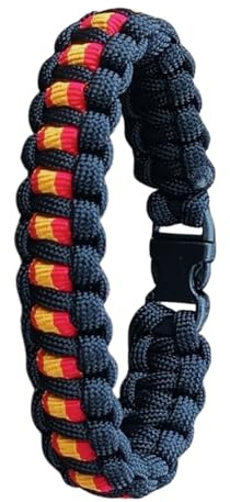 Pulsera de ESPAÑA de Paracord, Hecha a Mano y a Medida Mod. Basic, Color Negro. (Talla 20)