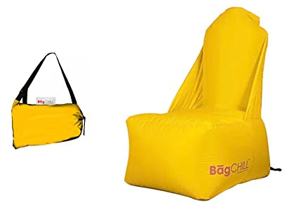 Générique 【Bag Chill】 Air Sofa Matelas Hamac Gonflable LayChill, Transat pour Camping, Randonnée, Voyage, Piscine et Plage + Piquet +【Cadeau】 Lunettes de Soleil Bracelet Pliable (CHAIRCHILL Jaune)