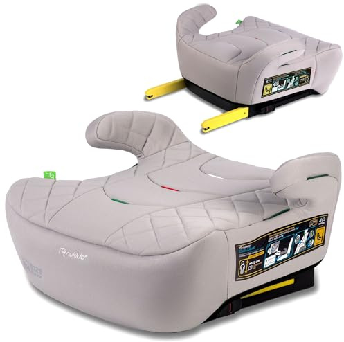 Nukido Sitzerhöhung Auto Kindersitzerhöhung - 22-36 kg - Kindersitz Autositz - i-Size ISOFIX - 125 Bis 150 cm - Beige