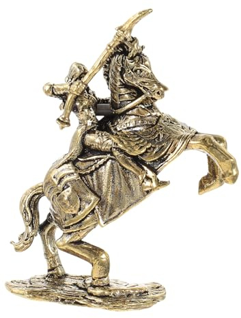 Garneck Miniatur Messing Ritter Reiter Statue Handgefertigte Detailreiche Metallfigur für Büro Teetisch Dekoration und Geschenkidee