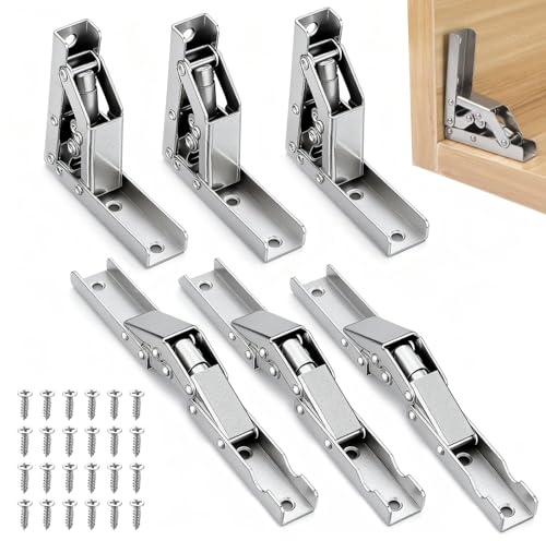 90 Grad Holzkistenscharniere, 6 Stück Regal Scharnier Klappbar Regal Scharniere Schwerlast Holzkistenscharniere Schrankscharnier mit 36 Schrauben für Schranktür und Tisch
