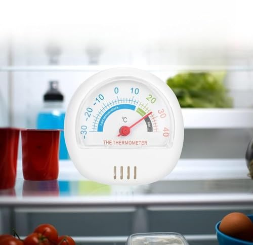 Phefop Thermomètre de Réfrigérateur/congélateur à Grand Cadran, Matériau ABS Facile à Lire, Mesure Précise de -30 à 40 Celsius pour la Maison et la Restauration (WHITE)