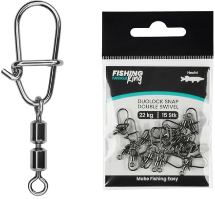 Fishing-King Tackle Hecht 22kg 15 STK Duolock Snap + Double Swivel