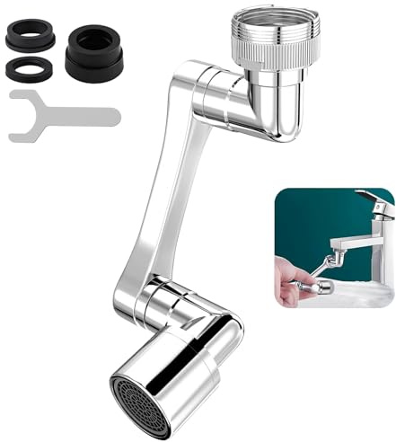 Embout de robinet rotatif universel 1080° - Rallonge de robinet multifonctionnelle pour cuisine et salle de bain, extension en alliage de cuivre avec 2 modes de jet et installation facile