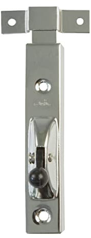 Amig - Set de 2 Pasadores de Sobreponer - 75 x 14 mm - Adecuado en Puertas de Paso de Madera - Cierre Automático Vertical - Pestillo para Baño, Dormitorio - Cerrojo de Seguridad - Acero Plateado