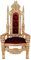 Thronsessel Schloss Dracula Gold Samt Mahagoni Prunksessel 160 cm Barock Löwenthron MAR091 Palazzo Exklusiv
