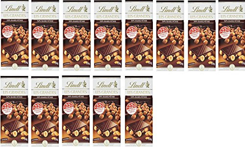 Lindt Les Grandes Haselnuss, Feinherb, Promotion, dunkle Schokolade mit Haselnüssen, 13er Pack (13 x 150 g)
