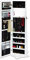 Relaxdays Schmuckschrank weiß mit Spiegel, XXL-Schmuckkasten abschließbar, Spiegelschrank zum Drehen HBT: 161x39,5x40cm
