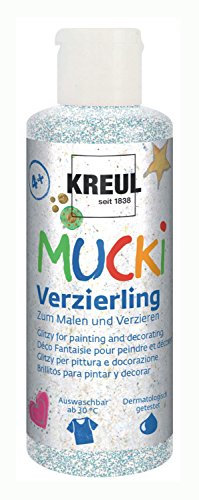 KREUL 24351 - Mucki Verzierling, Glitzerstaub, 80 ml Flasche, glitzernde Kindereffektfarbe auf Wasserbasis, parabenfrei, glutenfrei, laktosefrei, vegan, auswaschbar