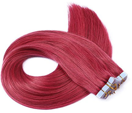 Tape In - On Hair Extensions - # BURG - 70cm - 30 Tressen je 4cm Breit / 2,5g - 100% Remy Echthaar Haarverlängerung/Extention mit Klebeband Tressen by NOVON Hair Extentions