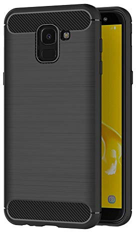 AICEK Samsung Galaxy J6 Hülle, Schwarz Silikon Handyhülle für Samsung Galaxy J6 2018 Schutzhülle Karbon Optik Soft Case (5,6 Zoll)