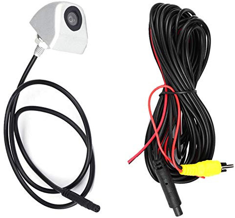 Hlyjoon Auto Rückfahrkamera 170° Weitwinkel Hochauflösend Nachtsicht Einparkkamera 12V IP68 Wasserdicht Rückansicht Kamera Unterstützt NTSC und PAL Videosystem(Silber)