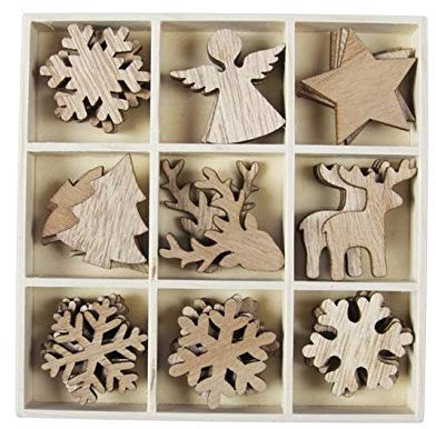 36 STK Holzteile Schneeflocke Stern Engel Baum Rentier braun Weihnachtsdeko Basteln Holz Tiere Teile Irnamente Winter Weihnachten Basteln Kindergarten