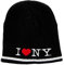 City-Souvenirs I Love NY Strickmütze für Erwachsene, gestreift, Schwarz