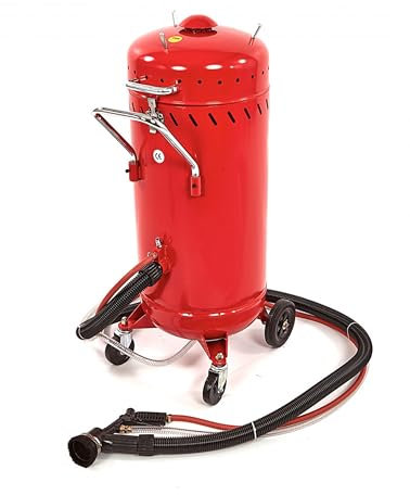 CHORREADORA DE ARENA CON SISTEMA DE ASPIRACIÓN Y TAPA PARA EXTRACCION, 80 L