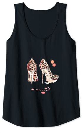 Damen Leopardenmuster Jimmy Choo Schuhe Mode Illustration Kunst Tank Top