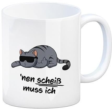 nen Scheiß muss ich Kaffeebecher mit coolem Katzen-Motiv Tasse Geschenkidee für Büro Katze Katze Haustier ironisch Büro Kollegen Freunde