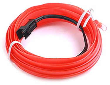 Yirepny Striscia LED per interni auto, luci al neon USB, 1 m/2 m/3 m/5 m, filo incandescente elettroluminescente (EL), kit di illuminazione per interni auto, colore rosso, 1 m