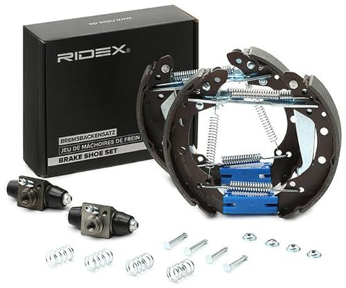 RIDEX 3859B0002 Bremsenset Trommelbremse Bremsbacken Satz mit Radbremszylinder mit Zubehör Hinten Kompatibel mit VW POLO 9N Golf 3 1H1 Golf 2 19E, 1G1 Polo Schrägheck 6N1, SEAT Ibiza III Schrägheck 6L