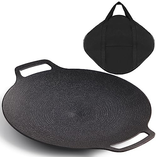 Sanbege Korean Grill Pan with Nonstick 6-Layer Coating, 13 Round BBQ Griddle with Bag, Compatible for Induction, Gas Stove, Electric Cooktop, Indoor or Outdoor Grilling