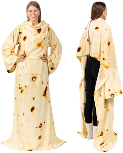 PAVILIA Premium-Fleecedecke mit Ärmeln für Damen, Herren, Erwachsene, tragbare Decke, warm, gemütlich, super weicher Überwurf mit Arm, Geschenk für Frauen, Ehefrau (Burrito Beige, normale Tasche)