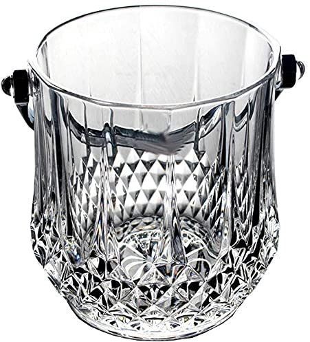 Durable Seau à Glace en Verre Cristal avec poignée, 1 Litre de Seau à Glace sans Plomb, Seau à Champagne Transparent, Garde la Glace congelée Plus Longtemps. Garder congelé