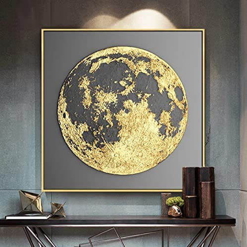 NIUBB Die Bilder/Das Wandbild/der Kunstdruck goldener Mond Wand Wohnzimmer Wanddekoration Ölbild für Zuhause, moderne Dekoration, Dekodruck 40x50cm Kein Rahmen