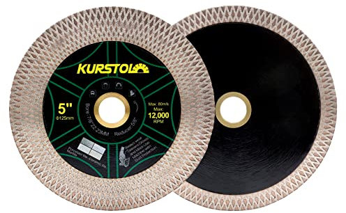 KURSTOL Disque Diamant Carrelage 125mm - 2 pièces Double Face Coupe Meulage Lame Scie Diamant pour Porcelaine Céramique Marbre Granit Pierre Artificielle Quartz