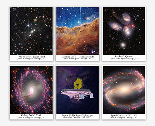 James Webb Teleskop Bilder Wall Poster - Telescope Erfasste Fotos Deko Aesthetic Wandbilder - Weltraum Deko Deko Wohnzimmer Displate - James Webb Space Telescope Set Von 6 (21cm x 30cm (A4))