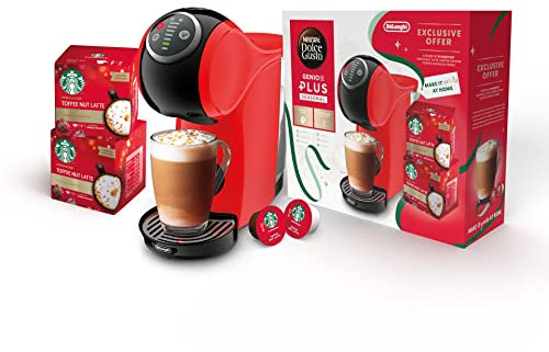 DELONGHI EDG315.R Dolce Gusto Genio S Plus Toffee Nut Latte Bundle, 0.8 liters, Red