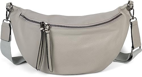 styleBREAKER Women's Half Moon Crossbody Shoulder Bag, detachable adjustable shoulder strap, solid color handbag 02012386, Colour:Light-Grey