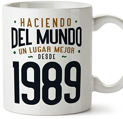 MUGFFINS Tazas 1989 Cumpleaños - En Español - Haciendo del Mundo un Lugar Mejor - 11 oz / 330 ml - Regalo original y divertido