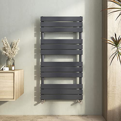 Heilmetz Anthracite Radiator Towel Bathroom, 1200 x 600mm Heated Towel Rail Flat Panel Towel Radiator Towel Warmer Modern Central Heating Space Saving Radiators for Bathroom