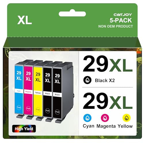 CATJOY 29XL Tintenpatrone Ersatz für Epson 29XL 29XL für Expression Home XP-335 XP-245 XP-345 XP-352 XP-235 XP-342 XP-442 XP-432 XP-435 XP-332 XP-445 (Schwarz, Cyan, Magenta, Gelb, 5er-Pack)