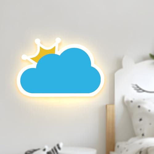 niuniaj Aplique Pared Interior 14W 1550LM Aplique Pared con Forma de Nube,Lampara Pared Infantil,Blanco cálido Blanco neutro Blanco frío Tricolor,220V lampara pared Dormitorio Infantil(Azul)