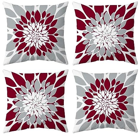 Qahing 4 Stück wasserdichte Kissenbezüge für den Außenbereich, 55,9 x 55,9 cm, dekorative Outdoor-Kissen, Garten, quadratische Kissenbezüge für Terrassenmöbel, Couch, Zelt, Sonnenschutz, Bank,