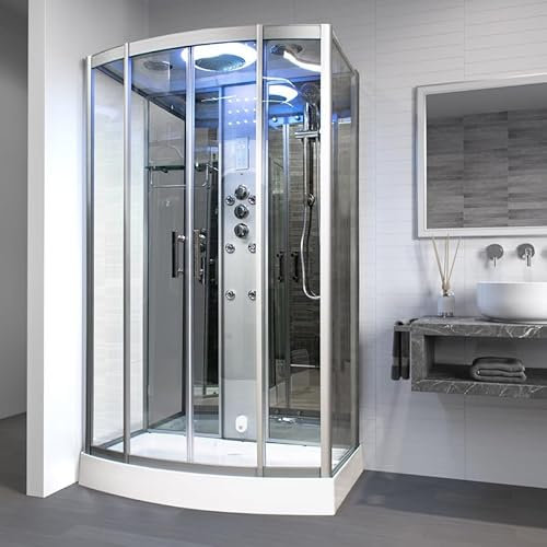 Vidalux SS1200 Rectangular steam Shower Cabin - No-Leak Guarantee with 2 Years Warranty - Available in Mirror Glass - 1200 x 850 x 2150mm