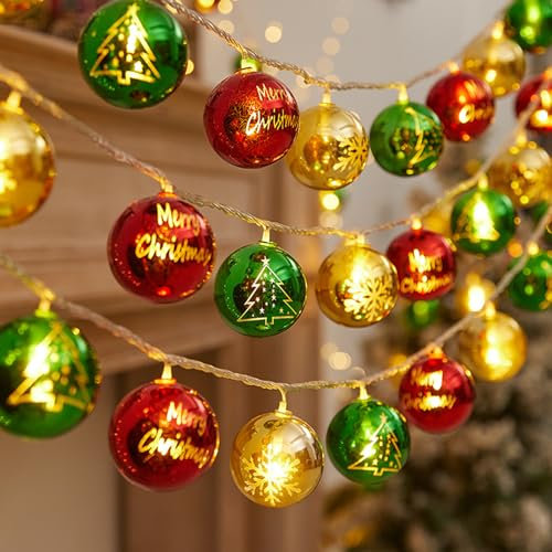 ACAREY Weihnachtsdeko Weihnachtsstern Lichterkette 3M Weihnachtskugeln Lichter mit 20 LEDs, Christbaumkugeln Stern Lichterkette für Christbaumschmuck, Weihnachtsfeier, Weihnachtsdeko Fenster