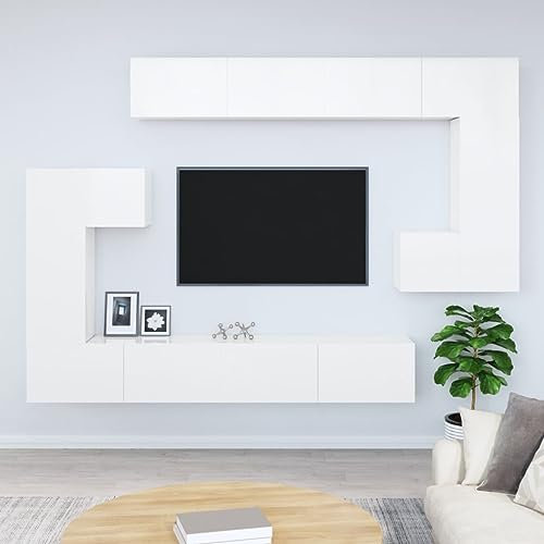 RAUGAJ Entertainment-Zentren & TV-Ständer-Wand-TV-Schrank Hochglanz-Weiß Holz-Möbel