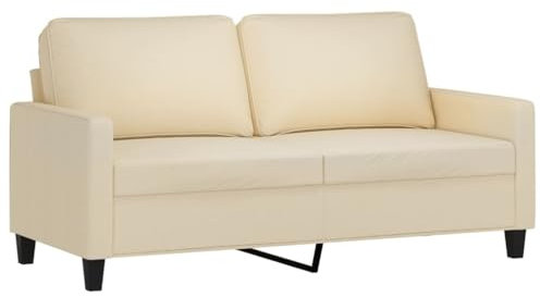 vidaXL Sofa 2-Sitzer, Loungesofa Couch mit Armlehnen Rückenkissen, Wohnzimmersofa Designsofa Metallgestell, Sitzmöbel Zweisitzer, Modern, Creme Stoff
