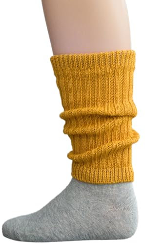 Grödo, Merino Kinder Beinstulpen Rippe (Goldgelb, 2 (8x29cm))