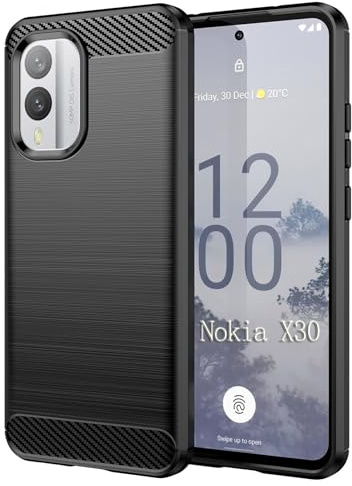 betterfon Carbon Handyhülle kompatibel mit Nokia X30 | Smartphone Case aus TPU-Silikon | Schwarz