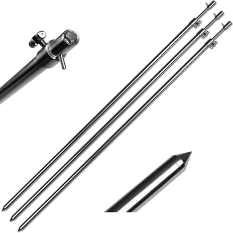 3 Stück Rutenhalter Bankstick Edelstahl 50-90cm 12.7/7mm
