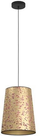 EGLO Hängelampe Castuera, 1-flammige Pendelleuchte über Esstisch, Esszimmerlampe aus Metall in Schwarz und Papier in Gold mit Rosenblüten, Hängeleuchte mit E27 Fassung, Ø 30 cm